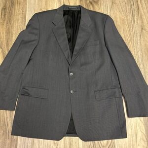 S Cohen Prestige REDA 100% Wool Black GrayBlazer Jacket 44Tall